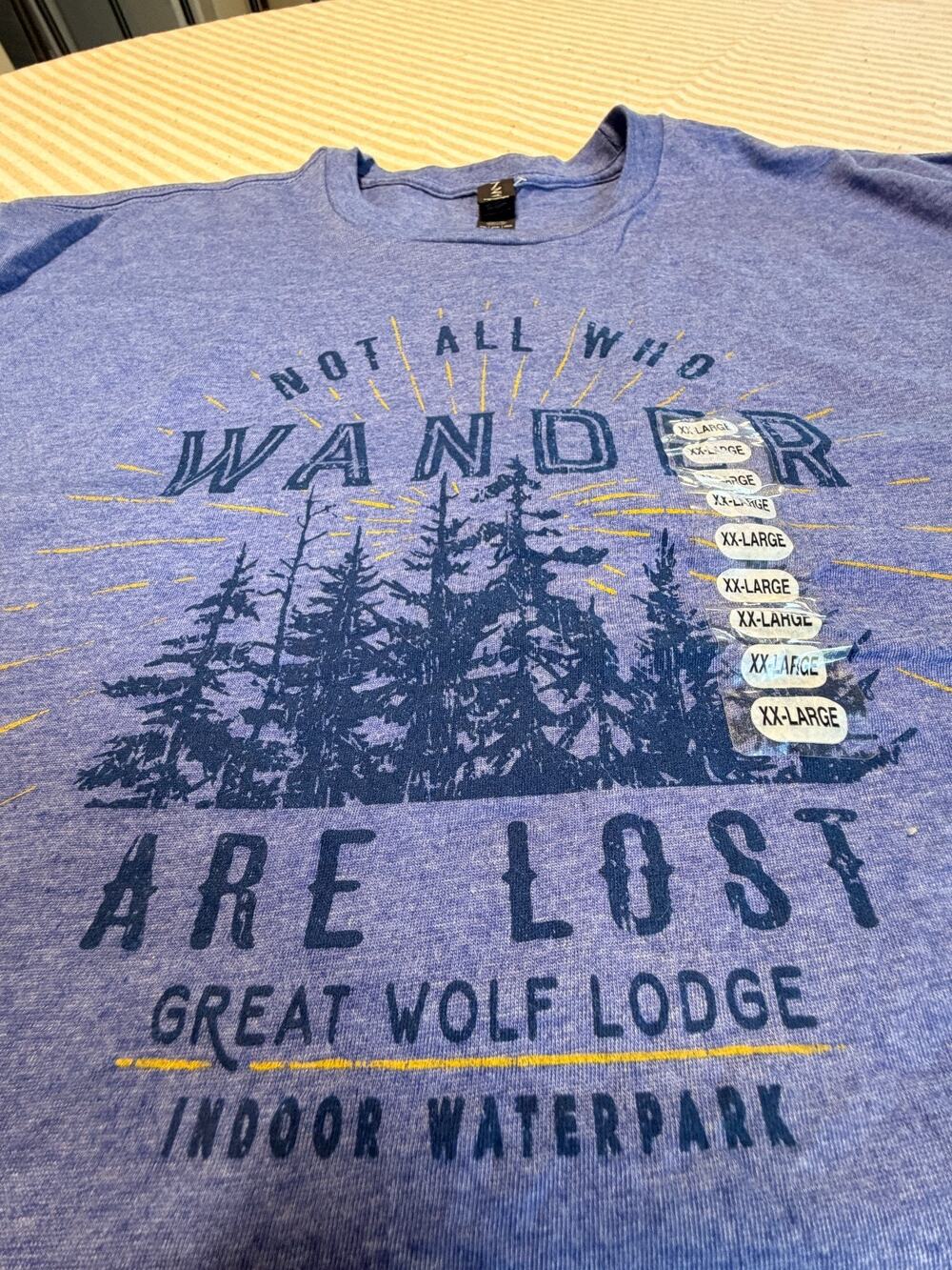 Anvil 2XL Graphic Tee Shirt Heather Blue Not All Who Wander Are Lost Great